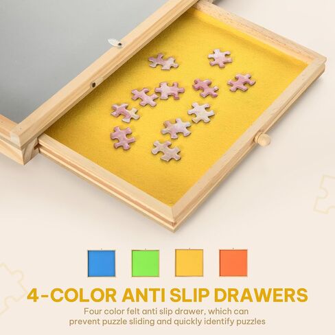 DWVO 2 in 1 Puzzle Board with Drawers, 1000 Pieces Tilting Puzzle Board with Spinning Lazy Susan, Rotating Puzzle Table with Drawers and Cover, Wooden Jigsaw Puzzle Table for Puzzle Enthusiasts in Saudi Arabia