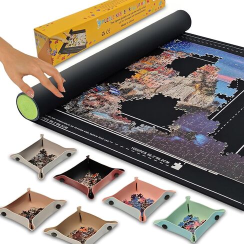 Napzy Puzzle Matt Rollup Puzzles Organizer 1500 1000 500PCS Puzzled Mat Pink Has Gift Box Non-Slip Felt Jigsaw Matt Roll Up Puzzling Board for Jigsawn Keeper Saver with 8 Jigsaws Tray in Saudi Arabia