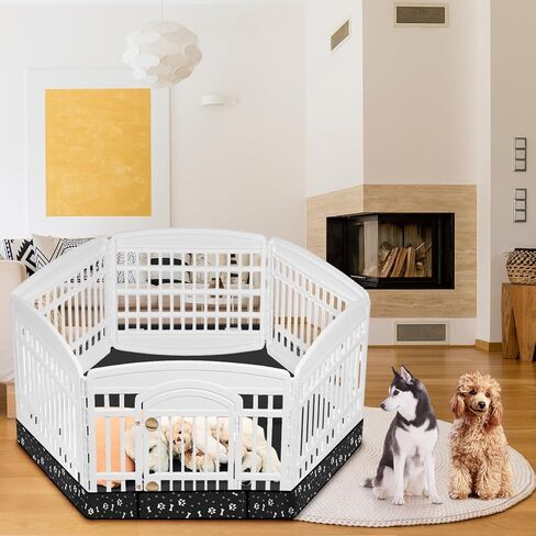 Marsui Dog Playpen Bottom Pad Fits for 36inch W and 24inch H 6 Panels Exercise Pet Dog Mat Puppy Crate Pad Reusable Washable Pet Training Pee Mat Hoop and Loop Design, Playpen Not Included (Gray) in Kuwait