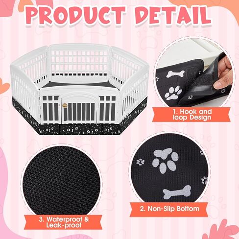 Marsui Dog Playpen Bottom Pad Fits for 36inch W and 24inch H 6 Panels Exercise Pet Dog Mat Puppy Crate Pad Reusable Washable Pet Training Pee Mat Hoop and Loop Design, Playpen Not Included (Gray) in Kuwait