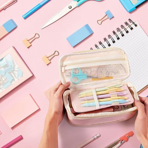 Janhavi Preppy Pencil Case for Schools ، Airct Bink Penicl Case لحقيبة التمريض ، حقيبة حقيبة قلم رصاص لطيف للمكتب ، هدايا عيد الميلاد لـ 6 7 8 9 10 11 12 13 سنة. in Kuwait