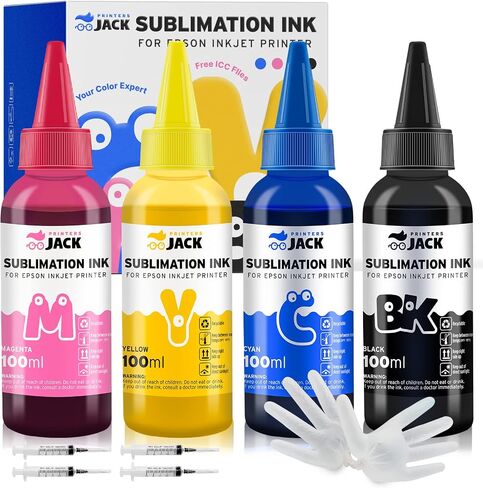 Printers Jack Sublimation Ink for Supertank Inkjet Printers ET-2800 ET-2803 ET-2720 ET-2760 ET-3760 ET-4700 ET-4800 ET-7720 ET-2400 Heat Press Transfer on T-Shirt Mug Mask Printer(Autofill/Anti-UV) in Kuwait