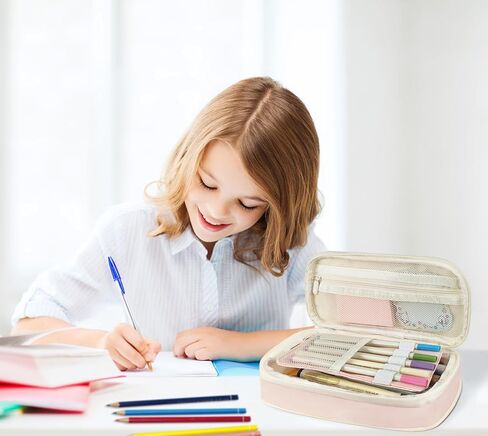 Janhavi Preppy Pencil Case for Schools ، Airct Bink Penicl Case لحقيبة التمريض ، حقيبة حقيبة قلم رصاص لطيف للمكتب ، هدايا عيد الميلاد لـ 6 7 8 9 10 11 12 13 سنة. in Kuwait