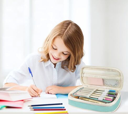 Janhavi Preppy Pencil Case for Schools ، Airct Bink Penicl Case لحقيبة التمريض ، حقيبة حقيبة قلم رصاص لطيف للمكتب ، هدايا عيد الميلاد لـ 6 7 8 9 10 11 12 13 سنة. in Saudi Arabia
