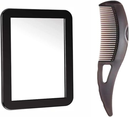 Small 5" x 7" Locker Mirror Magnetic for School Locker, Bathroom, Household Refrigerator,Mirror Locker Accessories with Dandruff Comb for Scalp for Women and Men (Black) in Saudi Arabia