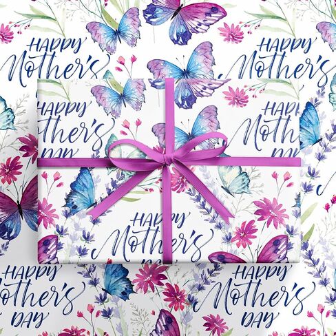 Ruspepa Mother's Day Rapping Roll ، لفة صغيرة ، ولفة مصغرة ، وردية زرقاء تصميم الأزهار ، والورق ، والورقة الهدايا عيد الأم ، والألوان المائية ، وألوان مائية ، وأمهات ، وأم احتفالات عيد الأم ، و 17 في × 16.4 قدمًا in Saudi Arabia