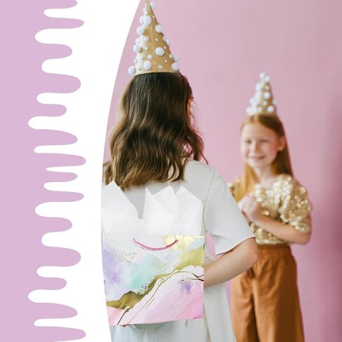 AOKELEON 12.6" Teal and Pink Gift Bag Set with Gold Foil, Tissue Paper, Greeting Card and Pull Bow for Women's Birthday, Mother's Day, Valentine's Day, Weddings, Parties in Saudi Arabia