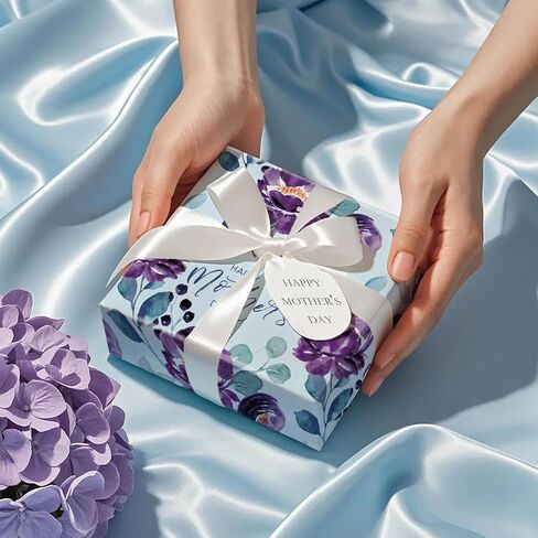 RUSPEPA Mother's Day Wrapping Paper Roll, Mini Roll, Pink Blue Butterfly Floral Design Gift Wrap, Watercolor Happy Mother's Day Gift Paper for Mom, Mother's Day Celebrations, 17 In X 16.4 Ft in Kuwait