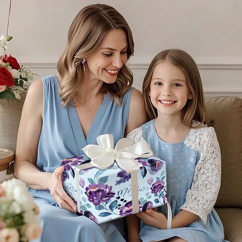 RUSPEPA Mother's Day Wrapping Paper Roll, Mini Roll, Pink Blue Butterfly Floral Design Gift Wrap, Watercolor Happy Mother's Day Gift Paper for Mom, Mother's Day Celebrations, 17 In X 16.4 Ft in Kuwait