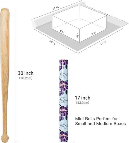 RUSPEPA Mother's Day Wrapping Paper Roll, Mini Roll, Pink Blue Butterfly Floral Design Gift Wrap, Watercolor Happy Mother's Day Gift Paper for Mom, Mother's Day Celebrations, 17 In X 16.4 Ft in Kuwait