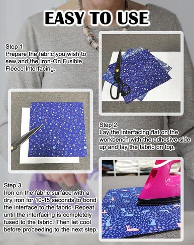 Fusible Fleece Interfacing, One-Sided Loft Fusible Fleece for Sewing, Quilting, Crafts, Clothing, Bags (17 Inches x 5 Yard) Heavy Weight, Easy Iron-On Application, Enhanced Projects in Saudi Arabia