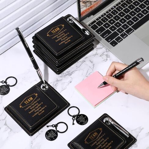 12 Set Employee Appreciation Gifts Bulk Inspirational Gifts Team Gift Bag PU Leather Notepad Holder with Pen Holder Team Keychain Ballpoint Pen Bulk Gifts for Colleagues Employees(Team) in Kuwait