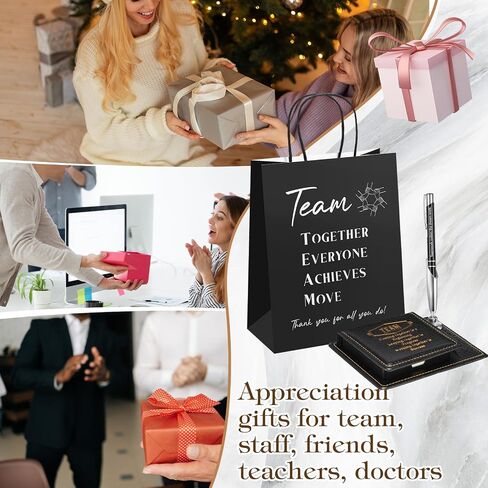 12 Set Employee Appreciation Gifts Bulk Inspirational Gifts Team Gift Bag PU Leather Notepad Holder with Pen Holder Team Keychain Ballpoint Pen Bulk Gifts for Colleagues Employees(Team) in Kuwait