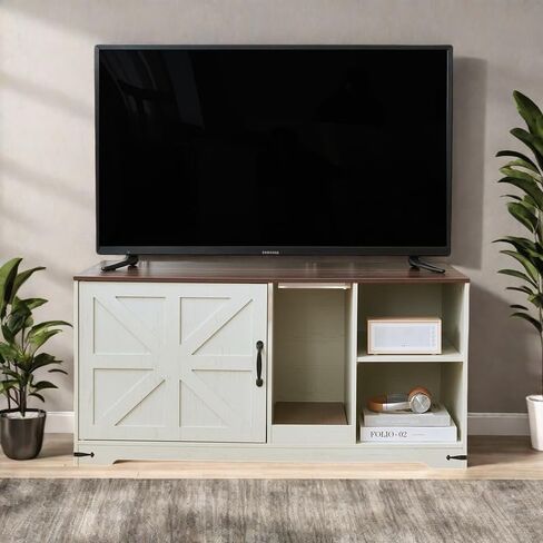 Cat Litter Box Enclosure, Hidden Litter Box Furniture Cabinet with Storage, Cardboard, Light, Wood Indoor Cat House Washroom, Farmhouse Style, 43.3 * 19.7 * 21.1 inches, Antique White in Kuwait