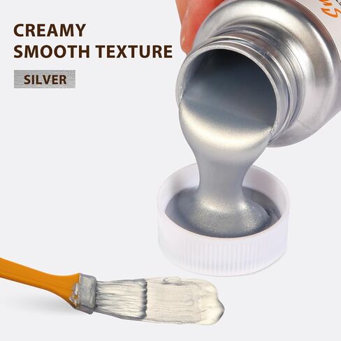 240ml Acrylic Paint Metallic Gold with 1 Brushes,Gold Leaf Paint for Art Painting, Hand-crafts, Non-Toxic, Non-Fading Gold Paint Ideal for Canvas, Wood, Fabric, Ceramic, Stone Craft Supplies（3 Pack） in Kuwait