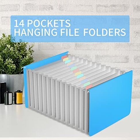 Expanding Hanging File Folders,Plastic Expandable Hanging Folder Letter Size,Filing Cabinet,13 Innovative Accordion Pocket,Alphabetical Tab,Large Capacity,Durable File Organizer 1 Black in Kuwait