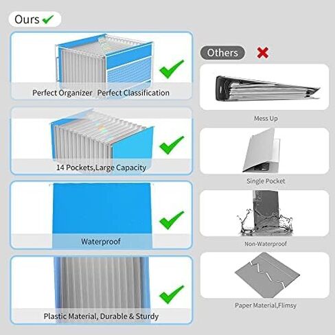 Expanding Hanging File Folders,Plastic Expandable Hanging Folder Letter Size,Filing Cabinet,13 Innovative Accordion Pocket,Alphabetical Tab,Large Capacity,Durable File Organizer 1 Black in Kuwait