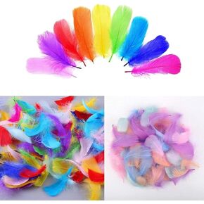 400Pcs Colorful Feathers, 6-12cm Natural Feathers, Colorful Soft Plume Fluffy Craft Feathers for DIY Craft Dream Catcher Headband Jewelry Making Wedding Party Festivals Home Cosplay Decorations