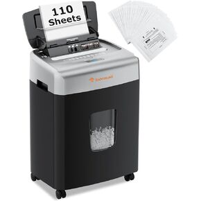 Bonsaii 110-Sheet Auto Feed Paper Shredde and 24-Pack Shredder Lubricant Sheets