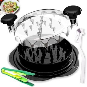 Chicken Shredder Tool Twist With Food Tong & Brush - Large, BPA-Free, Heat Resistant, Anti-Slip Base, Easy Clean-Up