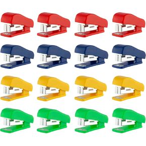Staplers Mini for Desk 16 PCS - مجموعة Staplers الصغيرة ذات اليدين - Stapler Compact Office - Stapler Tiny Desk Stapler ، يفتح مسطحًا