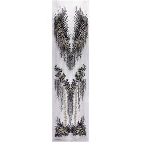 MAYJOYDIY Black Beaded Sequins Flower Lace Applique 3D Floral Embroidery Sew on Patches Flower Beaded Lace Trim Gold Sequin Lace Ribbon for Headpiece Clothing Bridal Accessories Supply Craft DIY in Kuwait