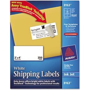 Avery Shipping Labels with TrueBlock Technology, 2 x 4, White, 250/Pack, PK - AVE8163