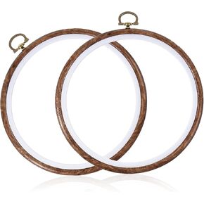 JIYIN 2 Pcs 7.1inch Round Embroidery Hoop, Imitated Wood Embroidery Hoop Frame Cross Stitch Hoops Embroidery Frame for Art Craft Sewing and Hanging Ornaments Decor Display