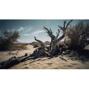 Reptile Tank Background Desert Dead Tree Terrarium Background Barren Desert Plants Thorns Reptile Enclosure Background Cloudy Sunset Dull Gobi Desert Sand Dune Aquarium Tank Background 48x24in