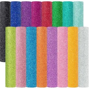 Finyl Frog Glitter Heat Transfer Bundle 16 Sheets 12 "x10" الحديد على حزمة فينيل HTV سهلة القطع وتصميم حرارة البريق DIY للتصميم للقمصان