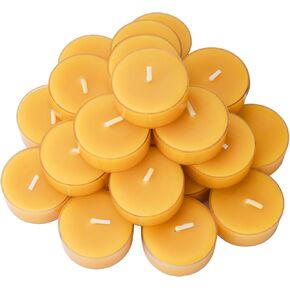 TELOSMA 36 Count Beeswax tealight Candles Bulk - Natural Scent and Smokeless - Gift Packing