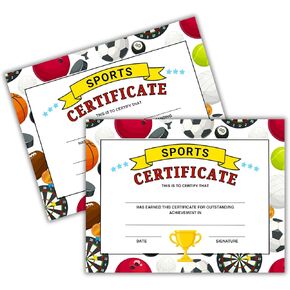 شهادة الرياضة لجائزة الإنجاز المتميز العام | 50 PK 8.5x11 "Gold Medal Athletic Youth Sports Team Tearvesities الأكثر تحسنًا في الورق