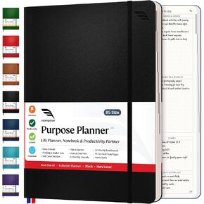 Roterunner Hardcover Purpose Planner Notebook B5 7.5 x 9.8 Undated Daily Planner 2024-2025 Daily Weekly and Monthly Productivity Planner Life Planner ADHD Planner for Adults Self Care Journal