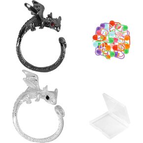 حلقات الكروشيه ، Benospace 2PCS Dragon Crochet Rings مع 20pcs Crochet Marker Clips Crochet Tension for Fingers Flying Dragon Finger Finger Fing