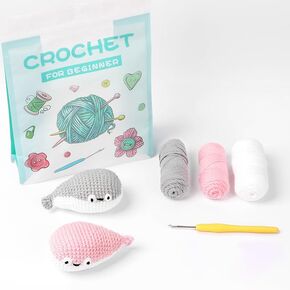 طقم Happig Crochet للمبتدئين ، مجموعة الكروشيه ، طقم الحياكة ، الكروشيه ، مجموعة Crochet Animal Kit ، دروس فيديو خطوة بخطوة-عائلة Kiki