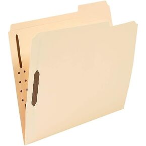 Staples Reinforced Fastener Folders, Letter, Manila, 50/Box