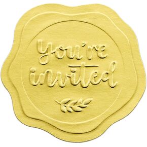 120pcs Silver You're Invited Stickers for Wedding Invitation Envelope Seals Embossed Wax Seal Like Stickers for Cards Birthday (Silver)