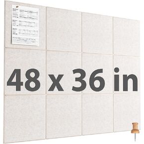 MaxGear Large Cork Board for Wall 47" x 35" Black Bulletin Board, 12 Pack Felt Wall Tiles with Pushpins, Cork Boards for Office Pin Board Tack Board for Photo Meno Decor