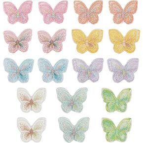18Pcs Butterfly Lace Patches, 9 Colors Double Layer 3D Butterfly Organza Embroidered Appliques Decorative for Wedding Bridal Dress Craft DIY Clothes Hair Ornaments Dress Decoration in Saudi Arabia