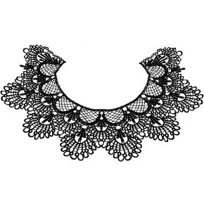 PSON 2PCS Round Round Ambroidery Twibique ، White Ripple Lace Neckline Trim Patch ، Tew-on Decor Decoration for DIY Making and Classing Projects (15.7 × 11 Inch)