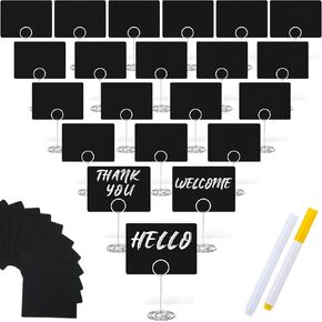 TecUnite 24 Pack Mini Chalkboard Signs, 4"x3" Small Chalkboard Label with Metal Stand 2 Water Based Chalk for Food Buffet Party, Tabletop Blackboard Signs for Christmas Bakery, Easy to Write(Gold)