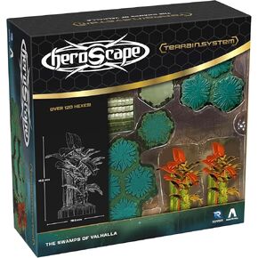 ألعاب Renegade: Heroscape: مستنقعات Valhalla - توسع نظام التضاريس - 39pcs ، وقطع التضاريس السداسية ، والفرشاة السفلية ، والمنمنمات المناظر الطبيعية