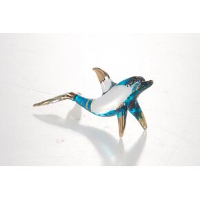 WitnyStore Tiny 3½" Long Black White Orca Whale Figurine - Miniature Hand Blown Glass Animal Colorful Marine Mammal Sea Life Ocean Crystal Decorative Collectible Figurines Home Décor Gifts