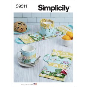 Simplicity Mug, Cozy, and Tea Bag Case Sewing Pattern Kit, Code S9511, One Size, Multicolor