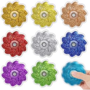 9 حزمة تململ المغازل - ألعاب Glitter Sand Fidget ، لعبة الحسية الفوار للأطفال والكبار ، تدور سلس ، تخفيف القلق والتوتر ، تفضل الحفلات المرحية وفكرة الهدية