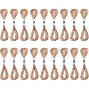 PATIKIL 18 Skeins Embroidery Floss, Metallic Embroidery Thread Nylon Threads Bracelets String for Cross-Stitch Hand Embroidery, Bronze Tone