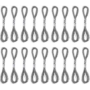 PATIKIL 18 Skeins Embroidery Floss, Metallic Embroidery Thread Nylon Threads Bracelets String for Cross-Stitch Hand Embroidery, Gray