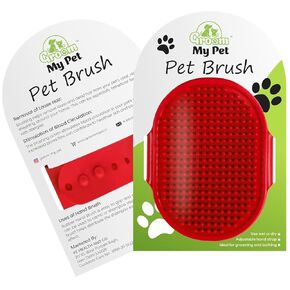 Bathing & Grooming Hand Brush | Soothing Massage Rubber Bristles | Remove Loose Hair, Soft Comb Teeth & Promotes Blood Circulations