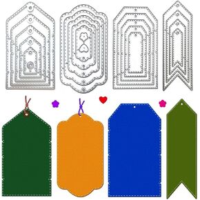 4 Sets Bookmark Frame Metal Cutting Dies for Card Making, Tag Cuts Die for Scrapbook Album Decoration Embossing Template