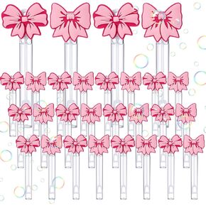 24 PCS Pink Bow Bubble Wands Bulk Black Pink Bow Party Party Favors Mini Bubble Wands for Party Form